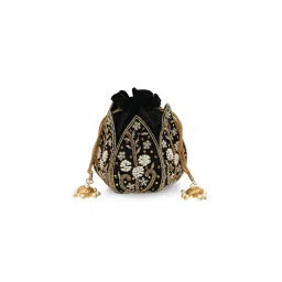 THE TAN CLAN Black Baag Lotus Potli Bag-picture-40