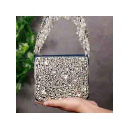 THE TAN CLAN Blue Embellished Clutch Bag with Detachable Handle-picture-28
