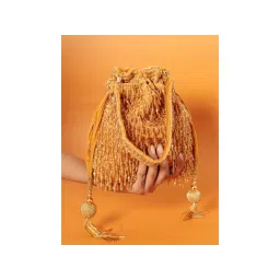 THE TAN CLAN Gold Beaded Embellished Potli with Detachable Handle-picture-39