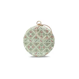 THE TAN CLAN Green Ariba Round Clutch with Detachable Chain-picture-17