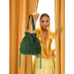 THE TAN CLAN Green Rosa Potli Bag image 1