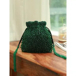 THE TAN CLAN Green Rosa Potli Bag image 2