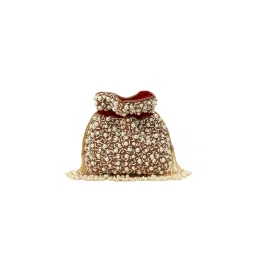 THE TAN CLAN Red Rimsha Pearl Potli Bag with Tassels-picture-31