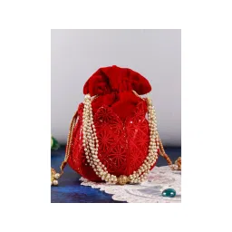 THE TAN CLAN Red Sequined Potli with Detachable Handle-picture-17