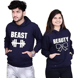 the tee shop Couple Hoodie Cotton Warm Pullover Printed Beauty & Beast Hoodies - Pack of 2-picture-45