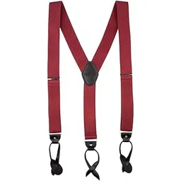 the tie hub Gentry Burgundy with Black Y-Back Button Elasticated Suspender for Men-picture-17