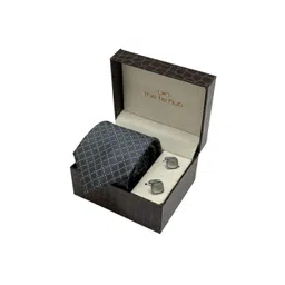 The Tie Hub Men Accessory Gift Set Of Geometric Printed Necktie with Cufflinks-picture-17
