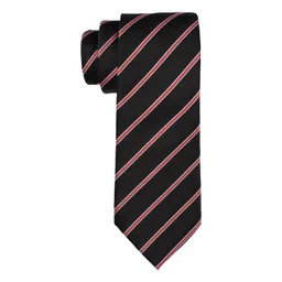 The Tie Hub Men Black & Coral Striped Broad Tie-picture-25