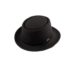 The Tie Hub Men Black Solid Basic Fedora Hat-picture-32