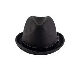 The Tie Hub Men Black Solid Fedora Hat-picture-31