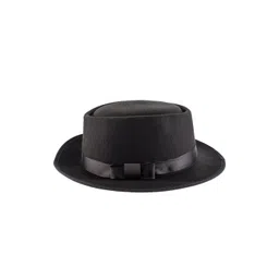 The Tie Hub Men Black Solid Fedora Hat-picture-36