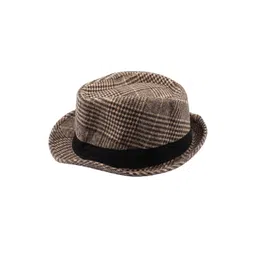 The Tie Hub Men Brown & Black Checked Fedora Hat-picture-41