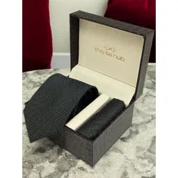 The Tie Hub Men Microfiber Necktie with White Dotted Pocket Square Accessory Gift Set-picture-21