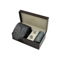 The Tie Hub Men Pack Of 3 Paisley Printed Necktie With Cufflinks And Pocket Square Combo-picture-11