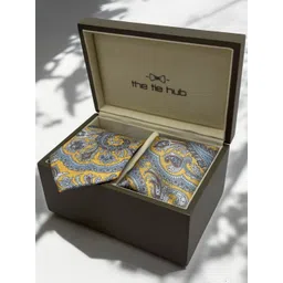 The Tie Hub Men Paisley Printed Tie and Pocket Square Accessory Gift Set-picture-37