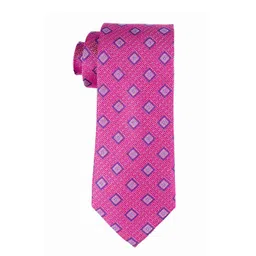 The Tie Hub Men Pink & Blue Woven Design Skinny Tie-picture-37