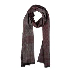 The Tie Hub Men Printed Woolen Scarf With Frayed Border-picture-11