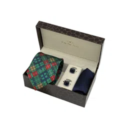 The Tie Hub Men Set of 3 Tartan Necktie with Cufflinks & Pocket Square Accessory Gift-picture-23
