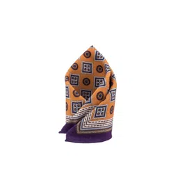 The Tie Hub Men Yellow & Purple Geometric Printed Pure Wool Pocket Square-picture-15