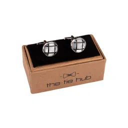 The Tie Hub Rhodium-Plated Brass Round Cufflink-image-34