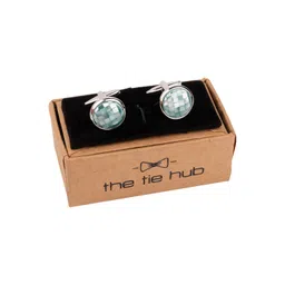 The Tie Hub Rhodium-Plated Brass Round Cufflink-image-38