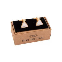 The Tie Hub Rhodium-Plated Geometric Cufflink-image-3