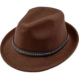 the tie hub Vintage Solid Dark Brown Fedora Hat – Classic Wool Felt Hat-picture-52