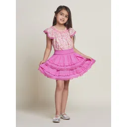 the tribe kids The Tribe Girls Self-Design Pure Cotton Tiered Above-Knee Flared Skirt-picture-38