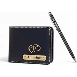 the unique gift studio Customised Vegan Leather Men’s Wallet with Name & Charm | Personalized Wallet for Man | Free Metal Custom Name Pen – Blue-picture-54