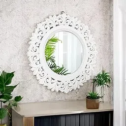 The Urban Store Decorative & Hand Crafted Wooden Round Wall Mirror, TUSMR71 (50 x 50 x 2 CM)-image-19