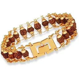 the vaidik Vaidik 5 Mukhi Rudraksha Gold Plated Bracelet | 5 Mukhi Rudraksha Bracelet for Meditation and Yoga for Men and Women Spiritual Jewellery Item (23 Cm Long) Pack Of-picture-28
