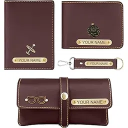 the wallet store Personalized Passport Cover, Wallet, Keychain & Eyewear Case Combo | with Name & Charms | Best Customized Gifts for Men, Husband, Boyfriend, Father, Brother, Etc (Brown)-picture-39