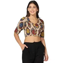 the weave traveller Kalamkari Printed Cotton Non Paded Without Lining Blouse for Women and Girls (TWT_KALBL_114)-picture-20