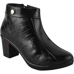 Latest and Stylish Block Heel Trendy Casual Boot High Ankle Heel Boots with Zip Look for Womens and Girls-image-10