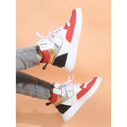 THE WHITE POLE Men Colourblocked High-Top Lightweight Memory Foam Insole Sneakers-picture-40