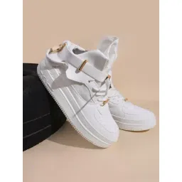 The White Pole Men's White Ankle High Sneakers-picture-35