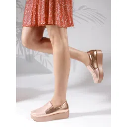 The White Pole Rose Gold Platform Heel Stylish Loafers for Women-picture-33