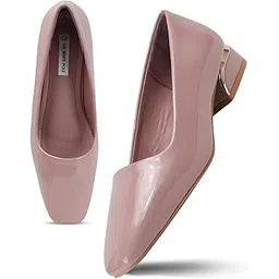 the white pole Super Comfortable Square Toe Low Block Heel Bellies for Women and Girl-picture-25