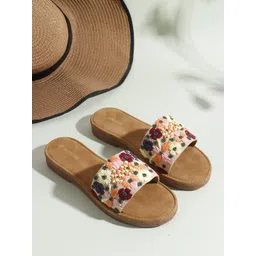 THE WHITE POLE Women Fashionable Trending Embroidery Open Toe Flats-picture-32