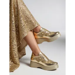 The White Pole Women Gold Sneakers-picture-15