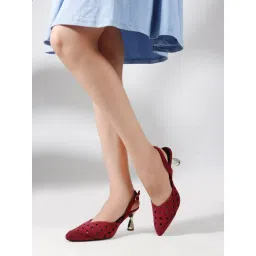 The White Pole Women Maroon Kitten Heels-picture-26