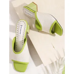 THE WHITE POLE Women Stylish Dual-Tone Slip-On Block Heels-picture-23