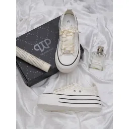 The White Pole Women's Beige Casual Sneakers-picture-10