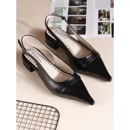 The White Pole Women's Black Back Strap Sandals-picture-38