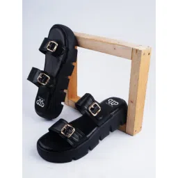 The White Pole Women's Black Casual Sandals-picture-44