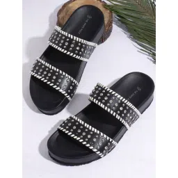 The White Pole Women's Black Casual Sandals-picture-40