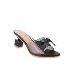 The White Pole Women's Black Casual Sandals image 2