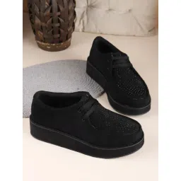 The White Pole Women's Black Derby Shoes-picture-36