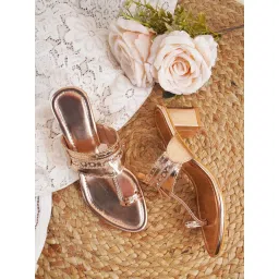 The White Pole Women's Copper Toe Ring Sandals image 1