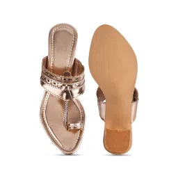 The White Pole Women's Copper Toe Ring Sandals image 4